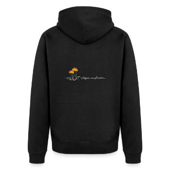 Magische Pilze - Unisex Premium Bio Zip Hoodie - Schwarz - Hinten - Nico (187cm)