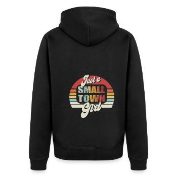 Just a small town girl - Unisex Premium Bio Zip Hoodie - Schwarz - Hinten - Nico (187cm)