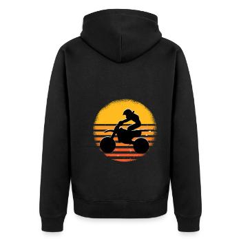 Motorcross - Unisex Premium Bio Zip Hoodie - Schwarz - Hinten - Nico (187cm)