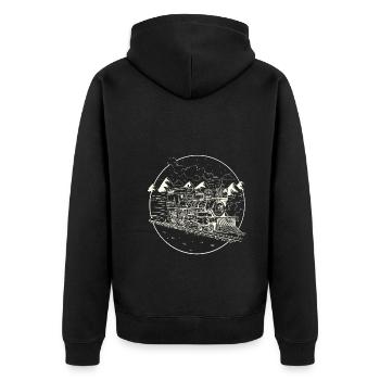 Old steam locomotive - Unisex Premium Organic Zip Hoodie - black - Back - Nico (187cm)