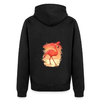 Flamant rose au coucher du soleil - Veste à capuche bio Premium Unisexe - noir - Dos - Nico (187cm)