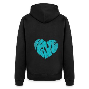 Wave - Unisex Premium Organic Zip Hoodie - black - Back - Nico (187cm)