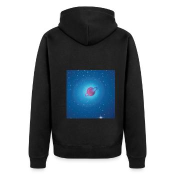 Saturn - Unisex Premium Bio Zip Hoodie - Schwarz - Hinten - Nico (187cm)