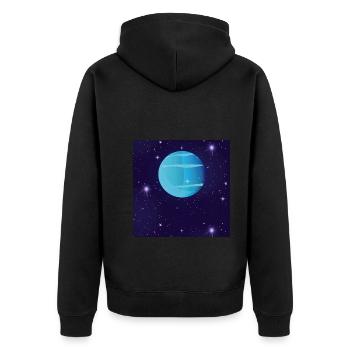 Uranus - Unisex Premium Bio Zip Hoodie - Schwarz - Hinten - Nico (187cm)