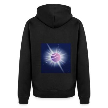 Jupiter - Unisex Premium Bio Zip Hoodie - Schwarz - Hinten - Nico (187cm)
