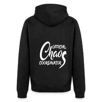 OFFICIAL CHAOS COORDINATOR - Unisex Premium Bio Zip Hoodie - Schwarz - Hinten - Nico (187cm)