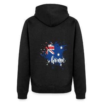 Australia home - Unisex Premium Bio Zip Hoodie - Schwarz - Hinten - Nico (187cm)