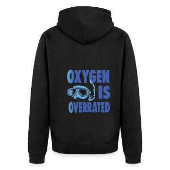 OXYGEN IS OVERRATED - Unisex Premium Organic Zip Hoodie - black - Back - Nico (187cm)