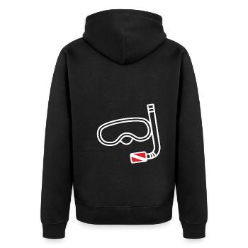 Scuba Diving Equipment and flagg - Unisex Premium Organic Zip Hoodie - black - Back - Nico (187cm)