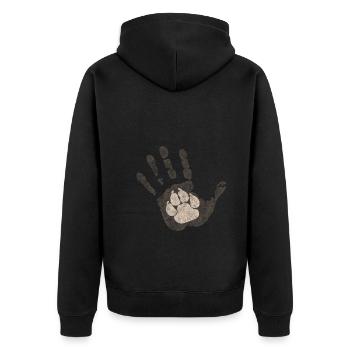 Dog paw in hand - Unisex Premium Organic Zip Hoodie - black - Back - Nico (187cm)