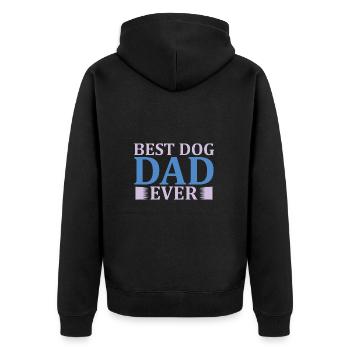 Hundevater Best Dog Dad Ever - Unisex Premium Bio Zip Hoodie - Schwarz - Hinten - Nico (187cm)