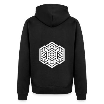 Hexagone géométrique - Motif abstrait - Veste à capuche bio Premium Unisexe - noir - Dos - Nico (187cm)