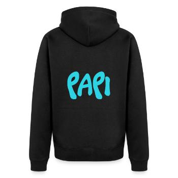PAPY. FÊTE DES PÈRES. BONNE FÊTE PAPY. JE T'AIME. - Veste à capuche bio Premium Unisexe - noir - Dos - Nico (187cm)