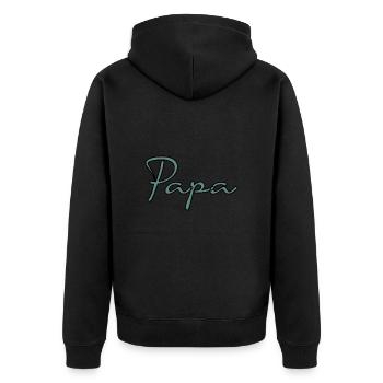 RUHESTAND. GLÜCKLICHER RUHESTAND. GLÜCKLICHER RÜCKZUG - Unisex Premium Bio Zip Hoodie - Schwarz - Hinten - Nico (187cm)