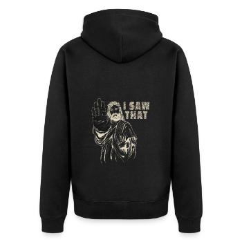 Jesus Meme Ich sah, dass Sarkasmus - Unisex Premium Bio Zip Hoodie - Schwarz - Hinten - Nico (187cm)