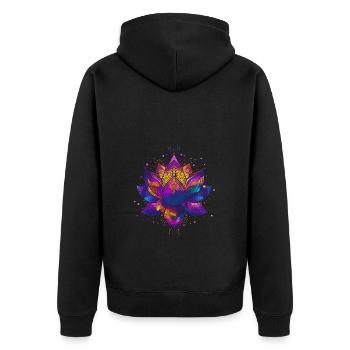 Fleur de lotus - symbole de sérénité et de beauté - Veste à capuche bio Premium Unisexe - noir - Dos - Nico (187cm)
