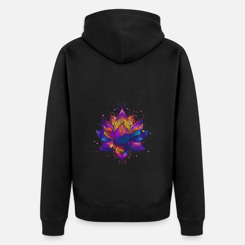 Fleur de lotus - symbole de sérénité et de beauté - Veste à capuche bio Premium Unisexe - noir