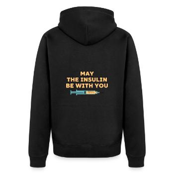 Diabetes kann das Insulin bei Ihnen sein - Unisex Premium Bio Zip Hoodie - Schwarz - Hinten - Nico (187cm)
