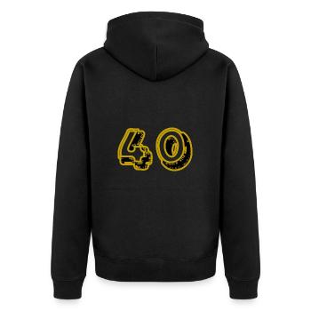 40. 40 YEARS. 40th ANNIVERSARY. 40TH ANNIVERSARY. - Unisex Premium Organic Zip Hoodie - black - Back - Nico (187cm)