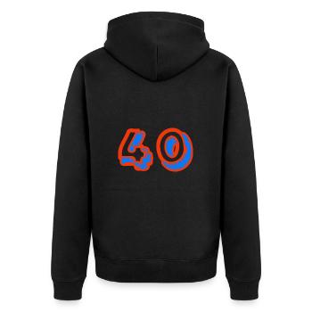 40. 40 YEARS. 40th ANNIVERSARY. 40TH ANNIVERSARY. - Unisex Premium Organic Zip Hoodie - black - Back - Nico (187cm)