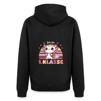 Enfin écolier mignon axolotl pour l’inscription à l’école - Veste à capuche bio Premium Unisexe - noir - Dos - Nico (187cm)