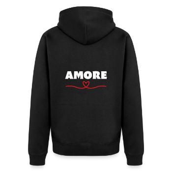 Amore Schatz Darling Valentinstag Herz - Unisex Premium Bio Zip Hoodie - Schwarz - Hinten - Nico (187cm)