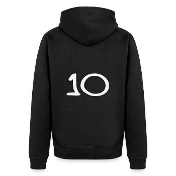 10. 10 YEARS. 10th ANNIVERSARY. 10 YEAR ANNIVERSARY. - Unisex Premium Organic Zip Hoodie - black - Back - Nico (187cm)