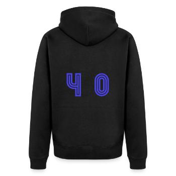 40. 40 YEARS. 40th ANNIVERSARY. 40TH ANNIVERSARY. - Unisex Premium Organic Zip Hoodie - black - Back - Nico (187cm)
