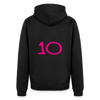 10. 10 YEARS. 10th ANNIVERSARY. 10 YEAR ANNIVERSARY. - Unisex Premium Organic Zip Hoodie - black - Back - Nico (187cm)