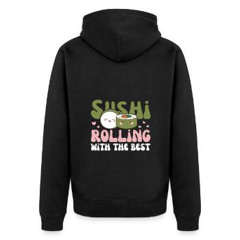 sushi rouler avec le meilleur Kawaii Sushi - Veste à capuche bio Premium Unisexe - noir - Dos - Nico (187cm)