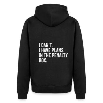 Pläne für Eishockeyspieler auf der Eisbahn Eishock - Unisex Premium Bio Zip Hoodie - Schwarz - Hinten - Nico (187cm)