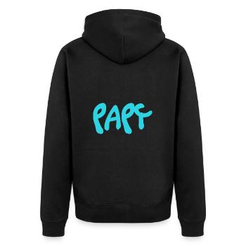 OPA. VATERTAG. FROHER VATERTAG. ICH LIEBE DICH. - Unisex Premium Bio Zip Hoodie - Schwarz - Hinten - Nico (187cm)