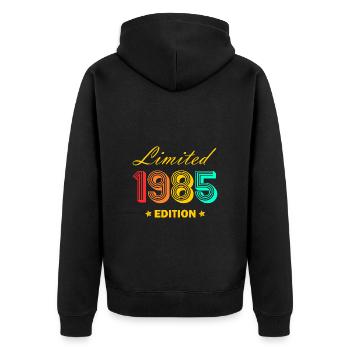 1985 Vintage 40th Birthday Gift Born 1985 - Unisex Premium Organic Zip Hoodie - black - Back - Nico (187cm)