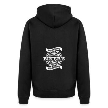 Bikers Life - Unisex Premium Bio Zip Hoodie - Schwarz - Hinten - Nico (187cm)