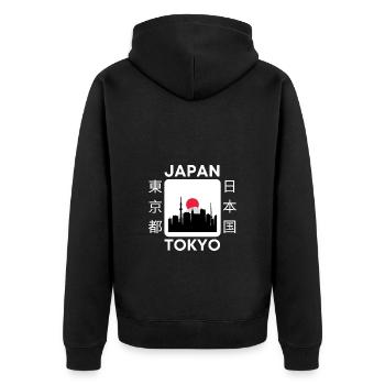 Japan Tokyo - Unisex Premium Bio Zip Hoodie - Schwarz - Hinten - Nico (187cm)
