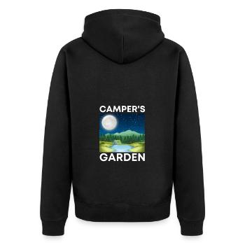Campers Garden - Unisex Premium Organic Zip Hoodie - black - Back - Nico (187cm)