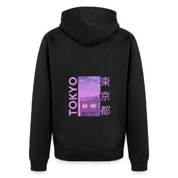 Tokyo Japon, Magenta - Veste à capuche bio Premium Unisexe - noir - Dos - Nico (187cm)