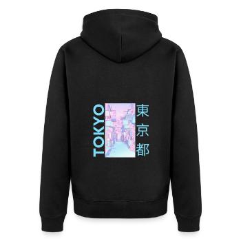 Tokyo Japon, Bleu - Veste à capuche bio Premium Unisexe - noir - Dos - Nico (187cm)