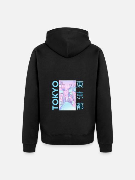 Tokyo Japan, Blue - Unisex Premium Organic Zip Hoodie - black