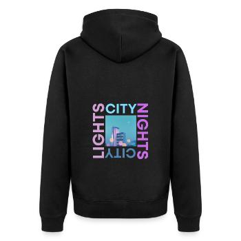 Les nuits citadines des lumières de la ville - Veste à capuche bio Premium Unisexe - noir - Dos - Nico (187cm)