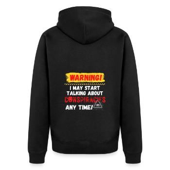 Warning Conspiracies - Unisex Premium Bio Zip Hoodie - Schwarz - Hinten - Nico (187cm)