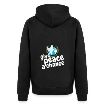 give peace a chance - Unisex Premium Bio Zip Hoodie - Schwarz - Hinten - Nico (187cm)