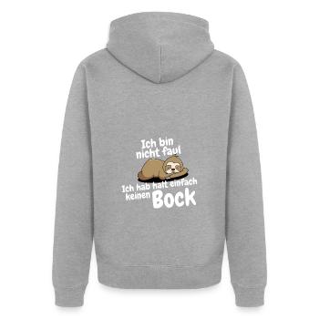 kein bock - Unisex Premium Bio Zip Hoodie - Grau meliert - Hinten - Nico (187cm)