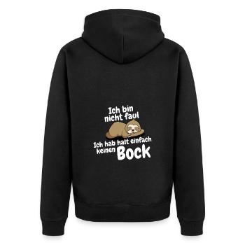 kein bock - Unisex Premium Bio Zip Hoodie - Schwarz - Hinten - Nico (187cm)