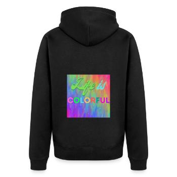 Life is colorful - Unisex Premium Organic Zip Hoodie - black - Back - Nico (187cm)