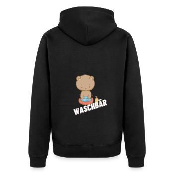 Waschbär - Unisex Premium Bio Zip Hoodie - Schwarz - Hinten - Nico (187cm)