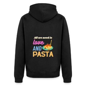 All we need is love and pasta - Unisex Premium Organic Zip Hoodie - black - Back - Nico (187cm)