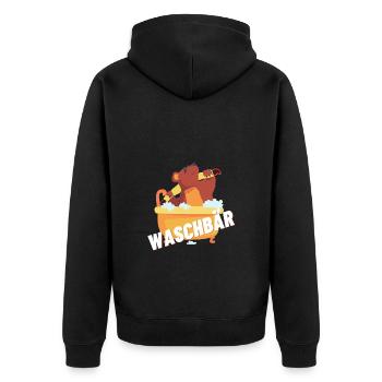 Waschbär - Unisex Premium Bio Zip Hoodie - Schwarz - Hinten - Nico (187cm)