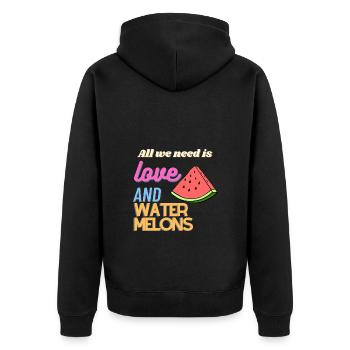Tout ce dont nous avons besoin, c’est d’amour et de pastèque - Veste à capuche bio Premium Unisexe - noir - Dos - Nico (187cm)