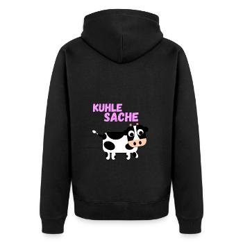 Kuhle Sache - Unisex Premium Bio Zip Hoodie - Schwarz - Hinten - Nico (187cm)